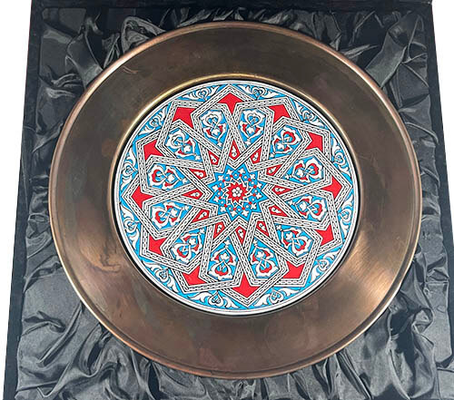 25cm copper plate with Seljuk star motif - 3