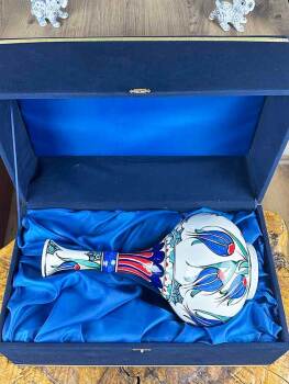 30 cm Iznik Ceramic Vase with Tulip Motif - 3