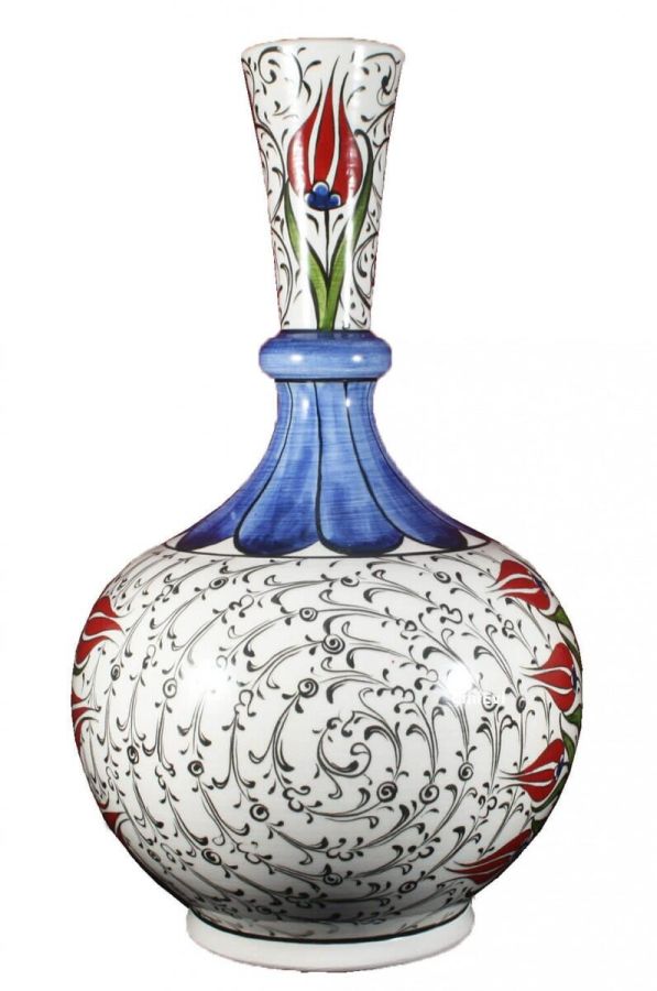 30cm Iznik-Vase mit Tulpen- und Mündungsmuster - 3