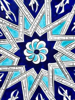 30cm Seljuk Star Pattern Iznik Tile Plate - Çini Evi (1)