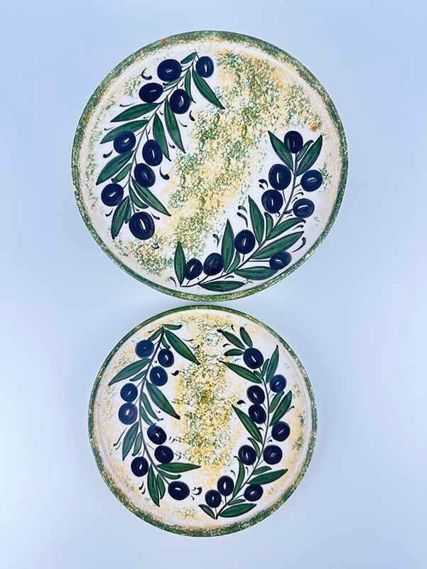 6-teiliges Keramik-Dessertteller-Set mit Olivenzweig-Motiv - 4