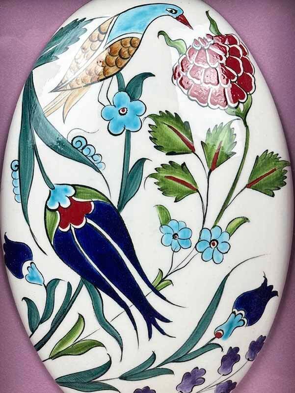 Abundance and Peace Bird and Flower Motif Matted Iznik Ceramic Gift - 2