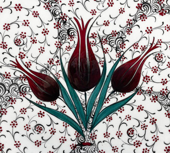 Abundance Pomegranate and Tulips Iznik Pottery Plate - 2