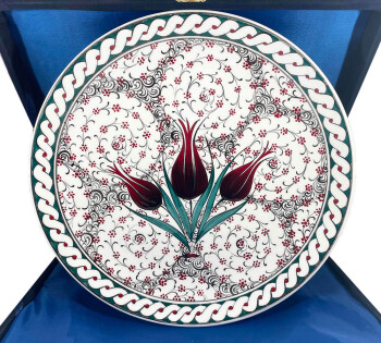 Abundance Pomegranate and Tulips Iznik Pottery Plate - 1