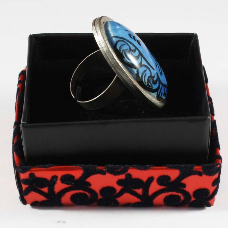 Aged Tulip Iznik Ceramic Ring - 2