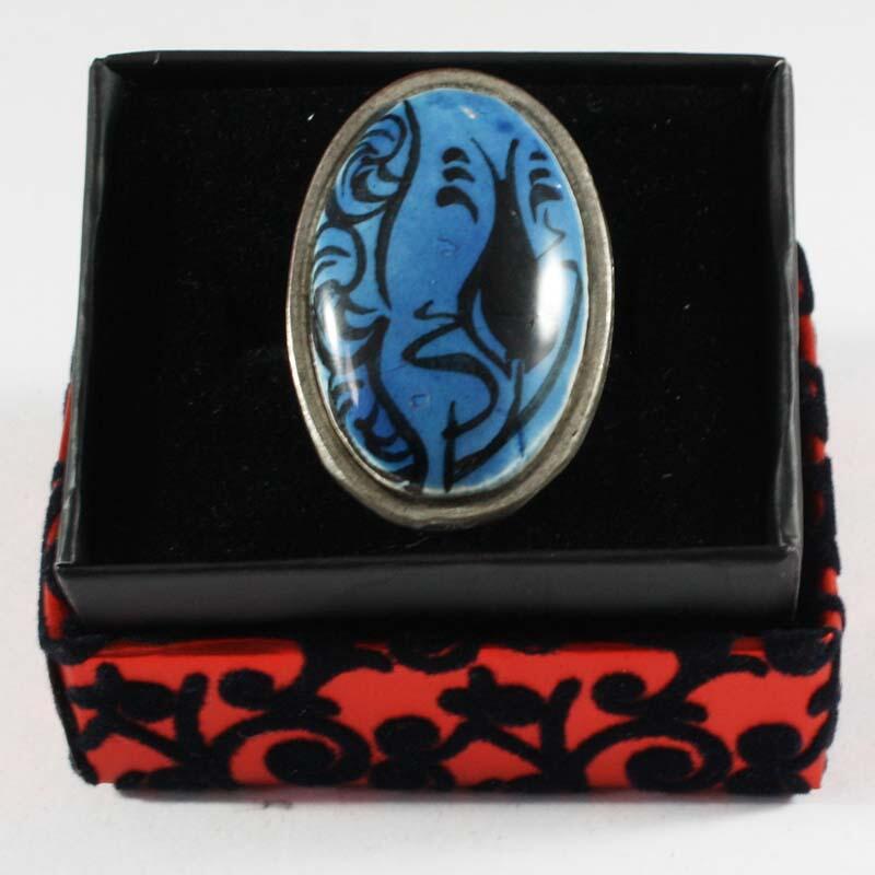 Aged Tulip Iznik Ceramic Ring - 1