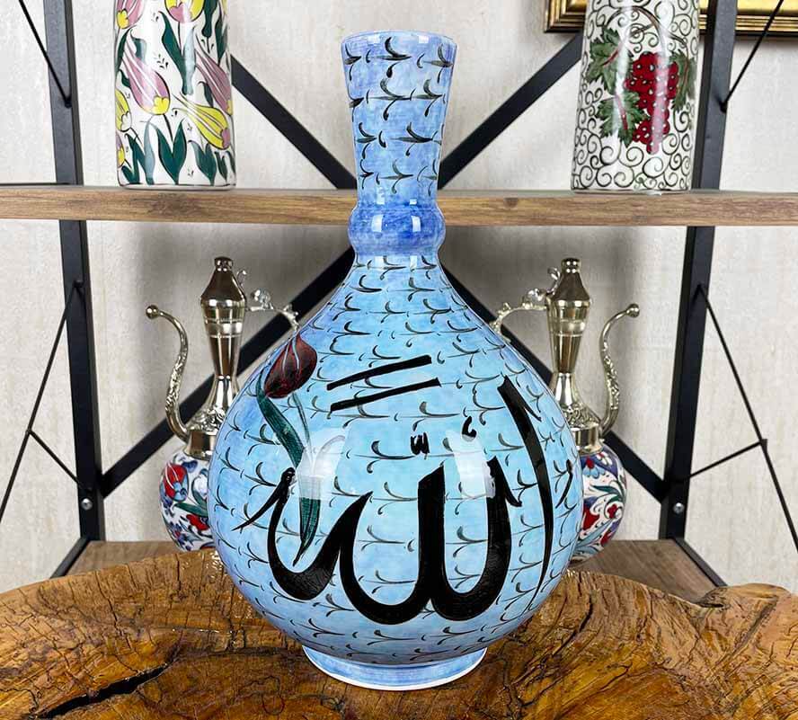 Allah ve Lale Kompozisyonu – İznik Çini Vazo - 1