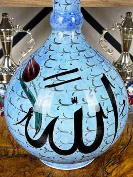 Allah ve Lale Kompozisyonu – İznik Çini Vazo - 2