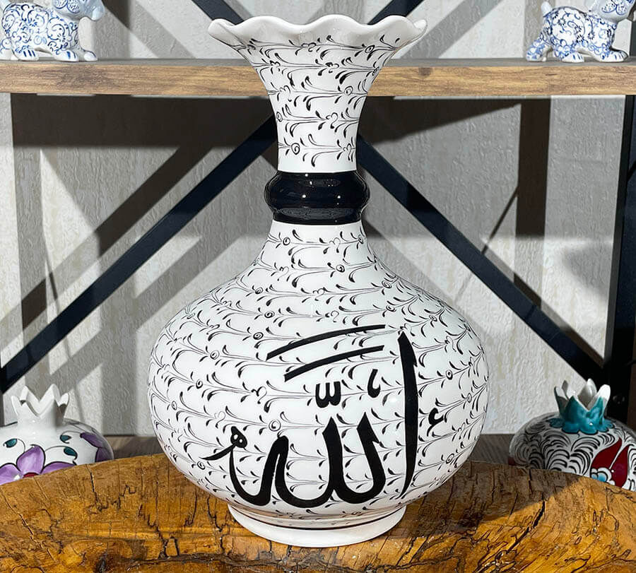 Allah Written Estuary Pattern Iznik Tear Vase - 1