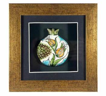 Altın Lale Zarafeti – İznik Çinili Nar Plaket - Çini Evi