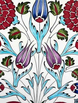 Anemon-Motivierter Handgefertigter Iznik-Keramikteller – 30 cm – Zeitloses Erbstück - Çini Evi (1)