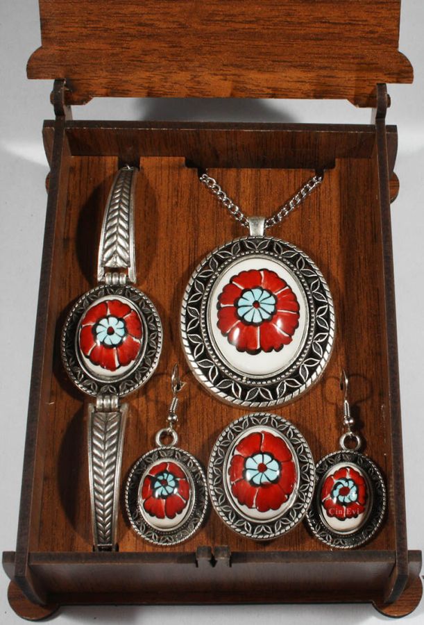 Anniversary Gift Iznik Ceramic Jewelry Set - 1