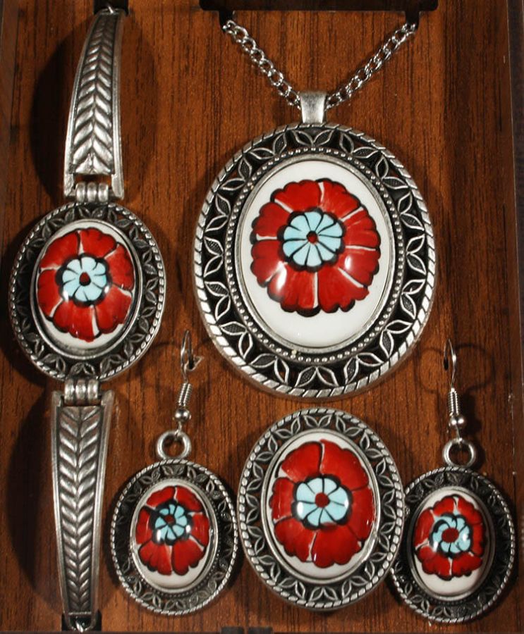 Anniversary Gift Iznik Ceramic Jewelry Set - 2