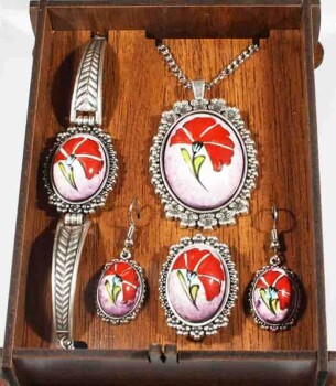 Year anniversary gift iznik pottery jewelry set - Çini Evi