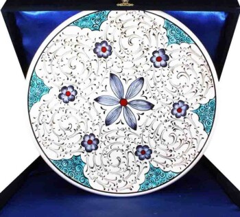 Apology Gift Special Design Flower Iznik Ceramic Plate - Çini Evi
