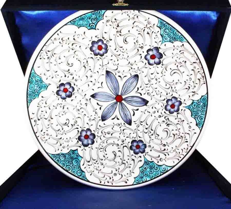 Apology Gift Special Design Flower Iznik Ceramic Plate - 1