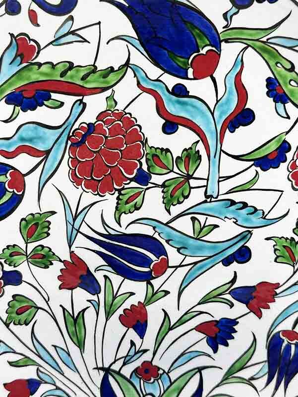 Assiette en céramique d’Iznik à motif de jardin fleuri – cadeau maison et bureau - 2