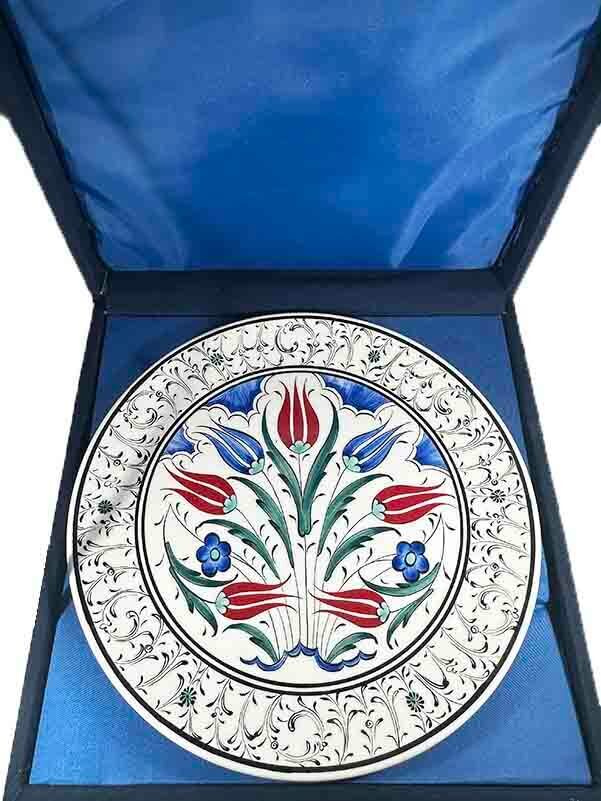 Assiette d’Iznik à motif de printemps de tulipes ottomanes – cadeau VIP 25 cm - 3