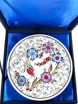 Assiette décorative en céramique d’Iznik 25 cm – Motif Haliç & Style de Damas – Cadeau d’Entreprise Élégant - 4
