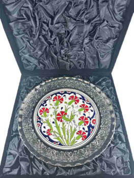 Assiette décorative en céramique d’Iznik – Cadeau officiel pour préfet – argent 925 – 25 cm - 3
