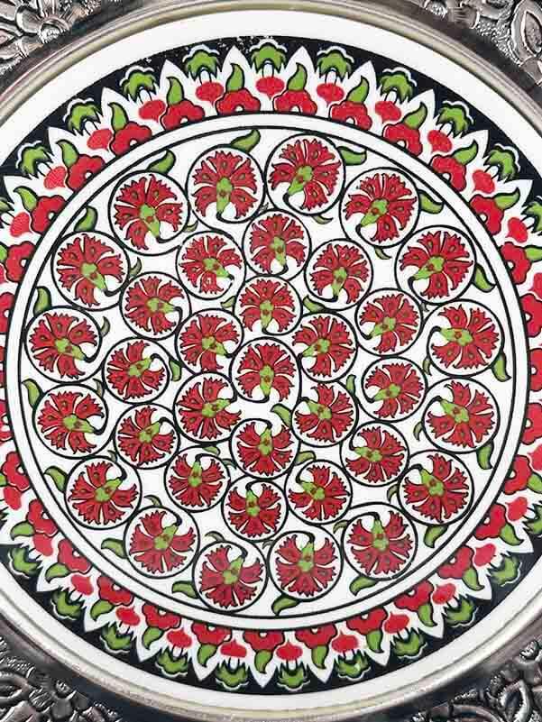 Assiette décorative en céramique d’Iznik – Cadeau officiel pour sous-préfet – argent 925 – 25 cm - 2