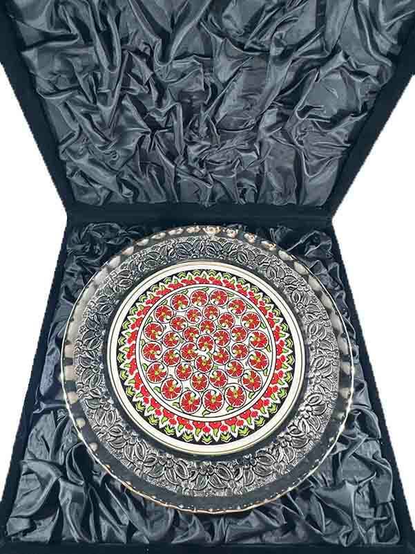 Assiette décorative en céramique d’Iznik – Cadeau officiel pour sous-préfet – argent 925 – 25 cm - 3