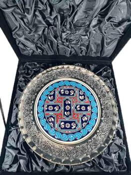 Assiette décorative en céramique d’Iznik à motif anémone – argent 925 – 25 cm - 3