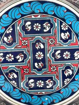 Assiette décorative en céramique d’Iznik à motif anémone – argent 925 – 25 cm - Çini Evi (1)