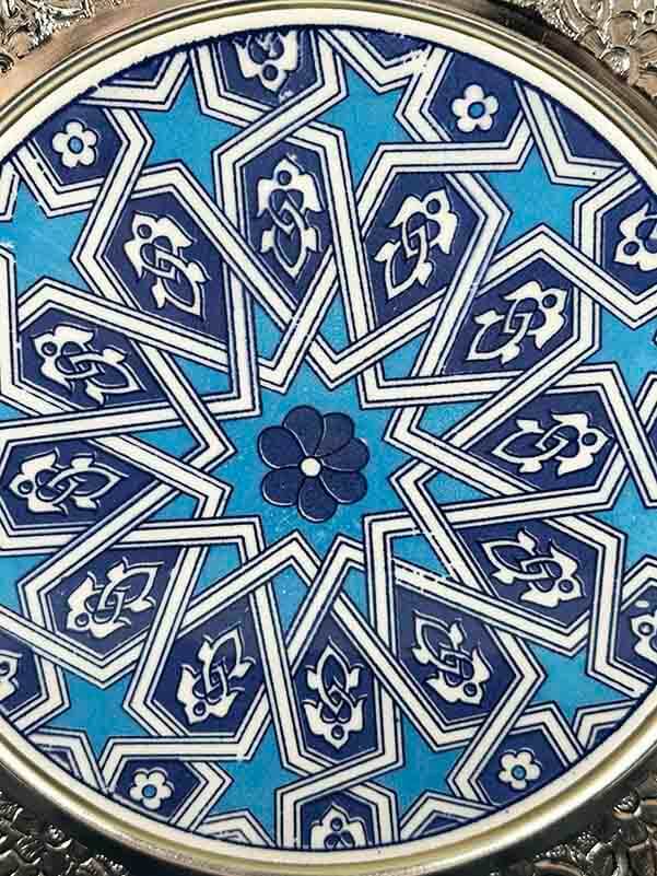Assiette décorative en céramique d’Iznik à motif étoile seldjoukide – argent 925 – 25 cm - 3