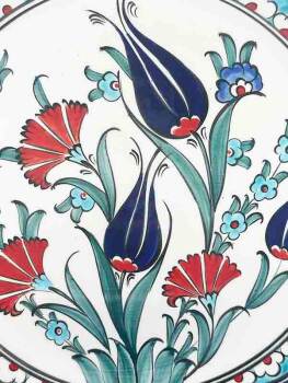 Assiette décorative en céramique d’Iznik – Motifs Tulipe, Jacinthe et Œillet – 25 cm - 3