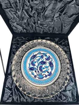 Assiette Décorative Tulipe Bleue et Œillet Argentée – 25 cm - 3