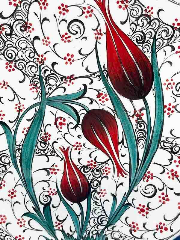 Assiette décorative VIP en céramique d’Iznik – Motifs Tulipe & Jacinthe – 25 cm – Cadeau de félicitations - 2