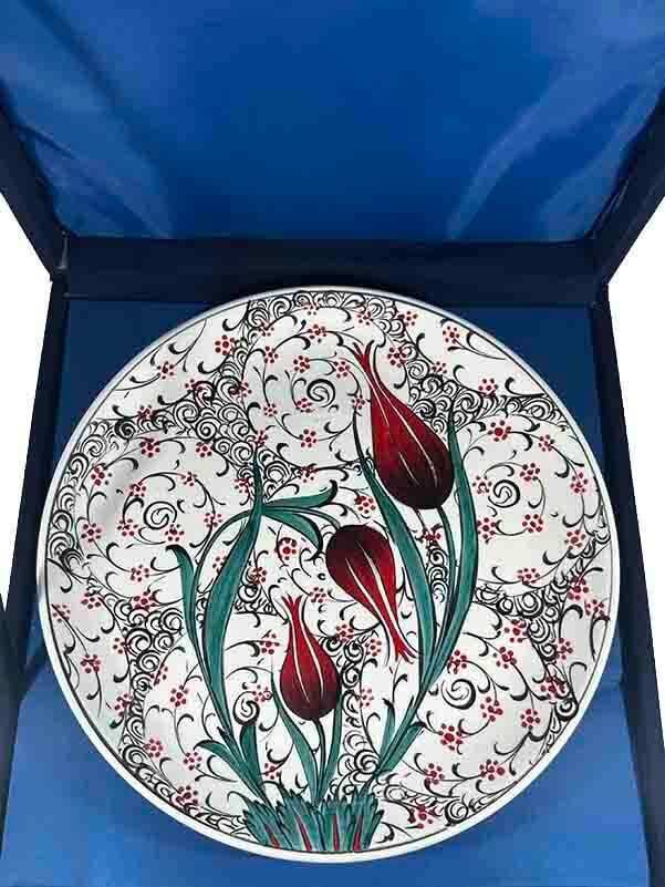 Assiette décorative VIP en céramique d’Iznik – Motifs Tulipe & Jacinthe – 25 cm – Cadeau de félicitations - 3