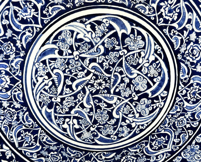 Assiette de poterie de 30 cm avec Babanakkaş ottoman à motifs - 2