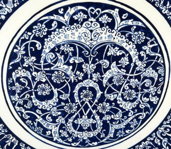 Assiette de poterie de 30 cm avec Babanakkaş ottoman à motifs - 2
