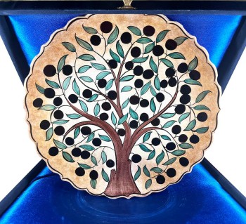 Assiette de poterie Iznik à motifs d'olivier 30 cm - 1