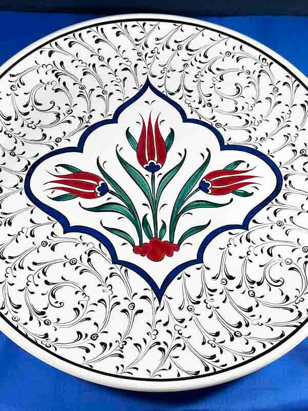Assiette d’Iznik 30 cm – Motif Trois Tulipes et Haliç - 3