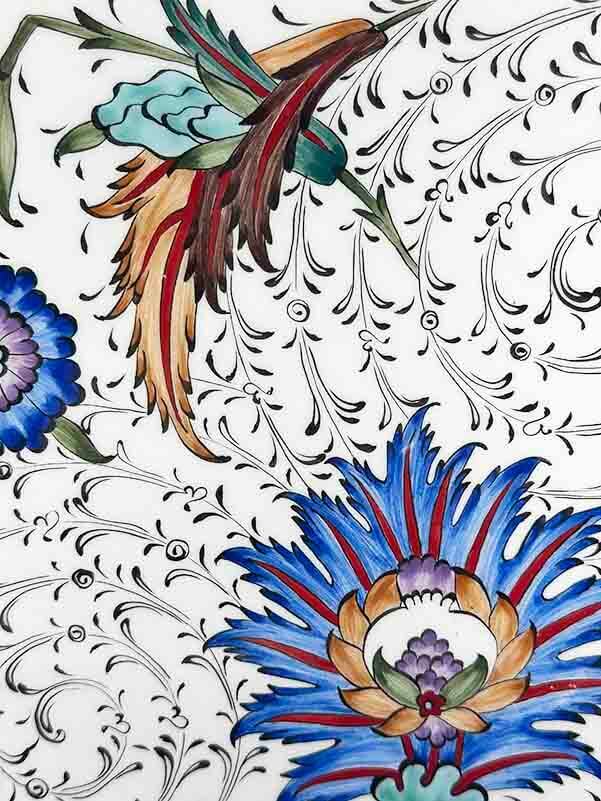 Assiette d’Iznik au Motif Hatayi – Décoration pour Maison et Bureau (25 cm / 9.84 inch) - 2