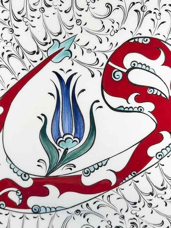 Assiette d’Iznik au Motif Ottoman Vav – Cadeau Spirituel et Symbolique (25 cm / 9.84 inch) - 2