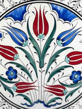 Assiette d’Iznik au Motif Printemps de Tulipes Ottomanes – Cadeau VIP (25 cm / 9.84 inch) - 2