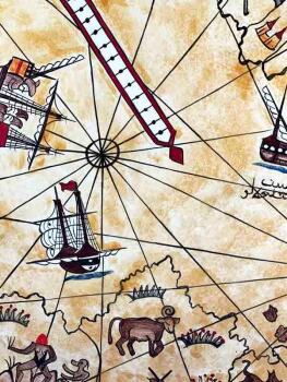 Assiette d'Iznik avec Motif de la Carte de Piri Reis – 30 cm - Çini Evi (1)