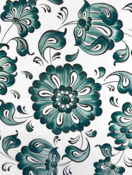 Assiette d’Iznik à Composition Lotus Monochrome – Élégance Minimaliste (25 cm / 9.84 inch) - Çini Evi (1)