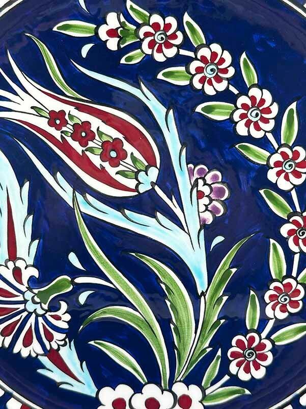 Assiette d’Iznik – Motifs Tulipes et Œillets (25 cm / 9.84 inch) – Cadeau d’Entreprise - 2
