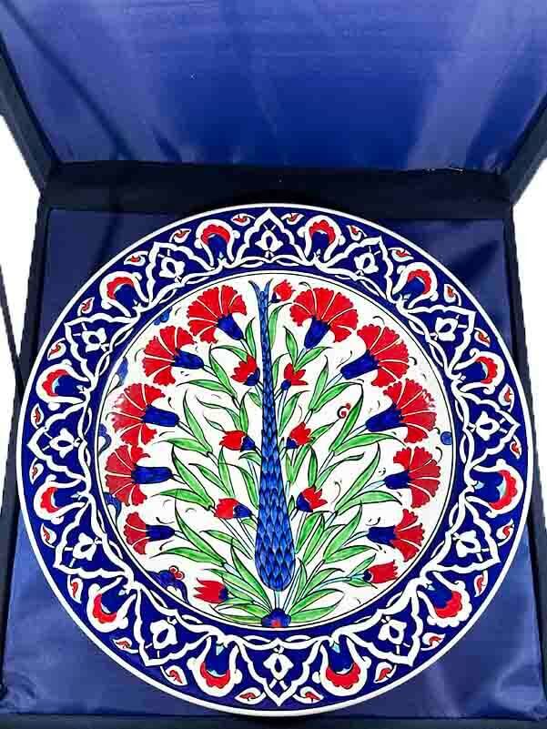 Assiette d’Iznik « Remerciement » – 30 cm – Motifs Œillet et Cyprès - 3
