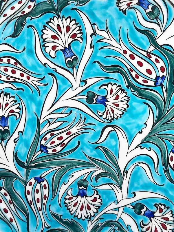 Assiette d’Iznik – Tulipes et Œillets sur Fond Turquoise Cadeau Officiel d’État - 2