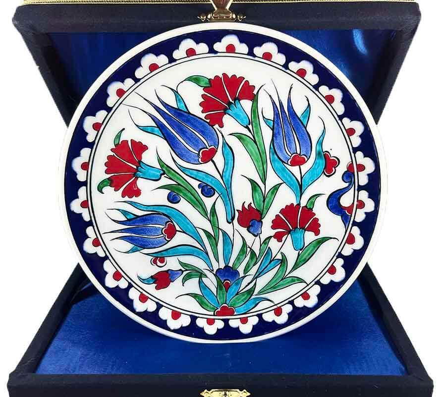 Assiette en céramique d’Iznik | Cadeau pour la maison à motif de tulipe 18 cm - 1