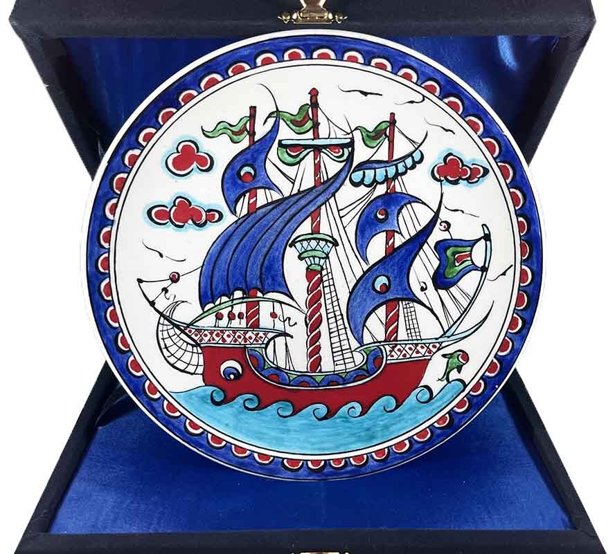 Assiette en céramique d’Iznik | Motif de galion marin ottoman 18 cm - 1