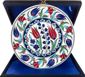 Assiette en céramique d’Iznik | Motif de jardin de tulipes et d’œillets 18 cm - 1