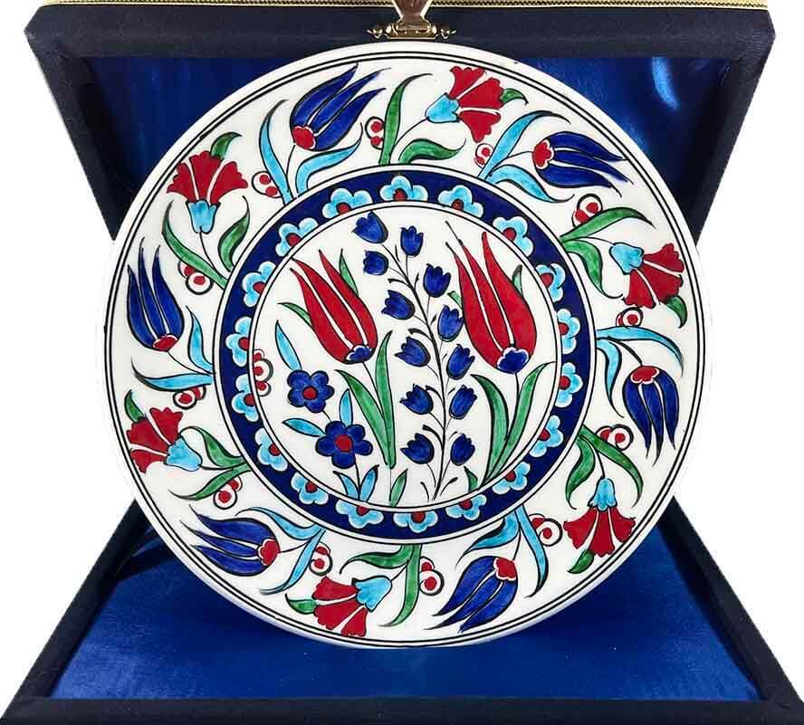 Assiette en céramique d’Iznik | Motif de jardin de tulipes et d’œillets 18 cm - 1