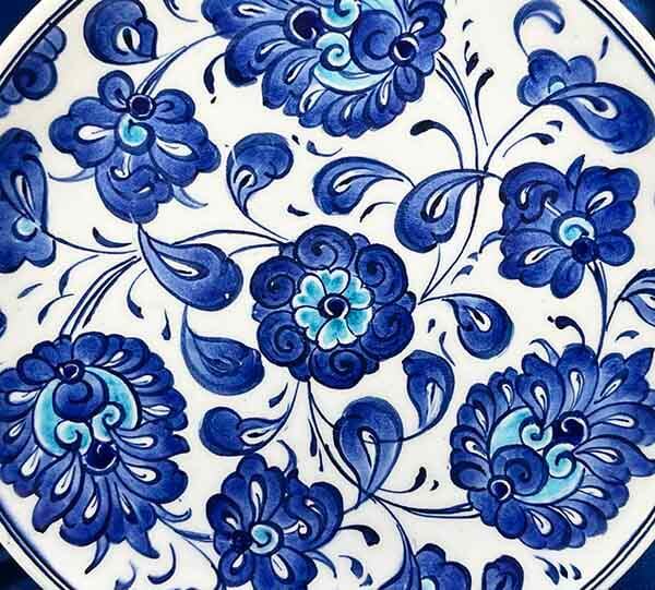 Assiette en céramique d’Iznik | Motif floral Hatayi bleu 18 cm - 3